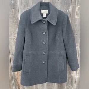 Fog by London Fog Women’s Wool/Polyester Blend Pea Coat. Charcoal Gray. Size XXL